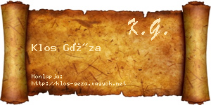 Klos Géza névjegykártya
